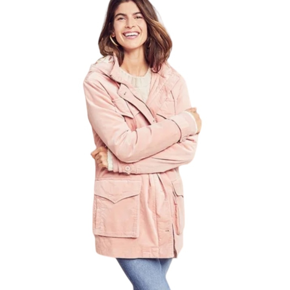 Faherty Arosa velour utility coat in rose smoke size XS